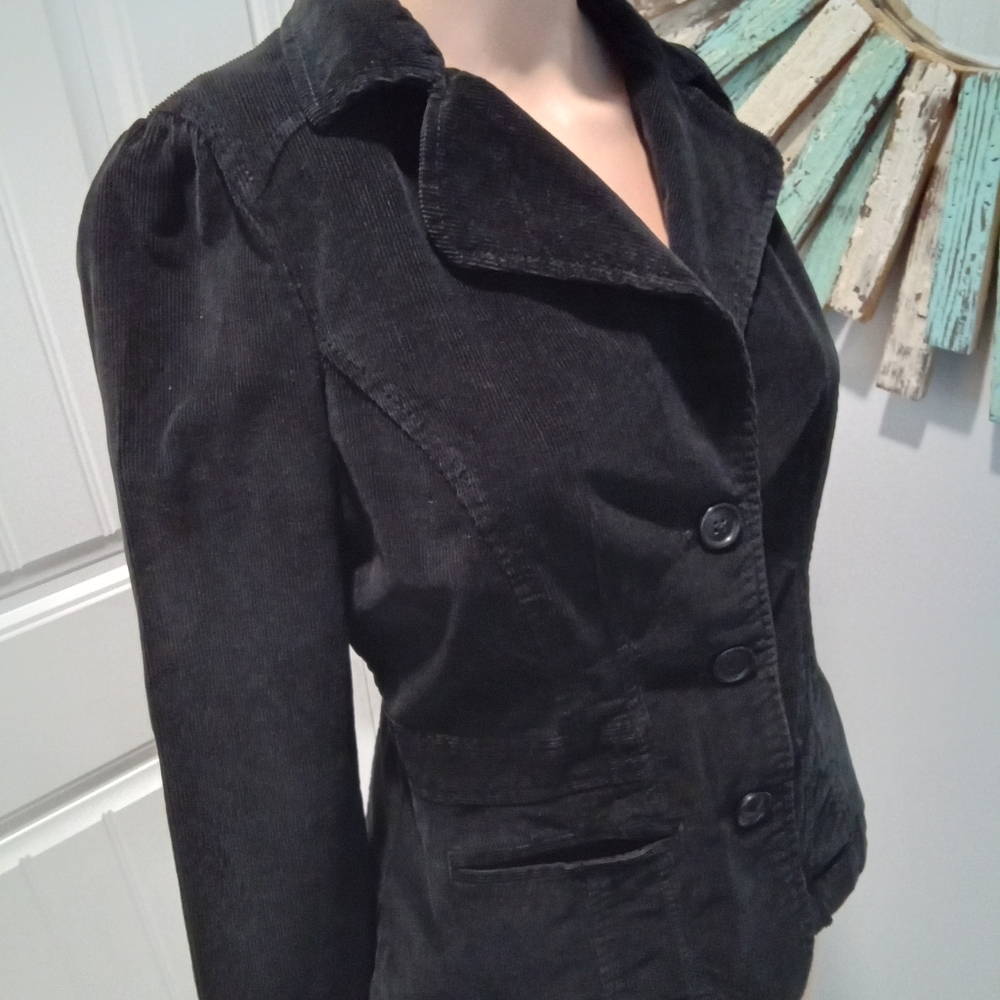 St. John's Bay Size S Petite Vintage Tailored Fit Black Corduroy Jacket